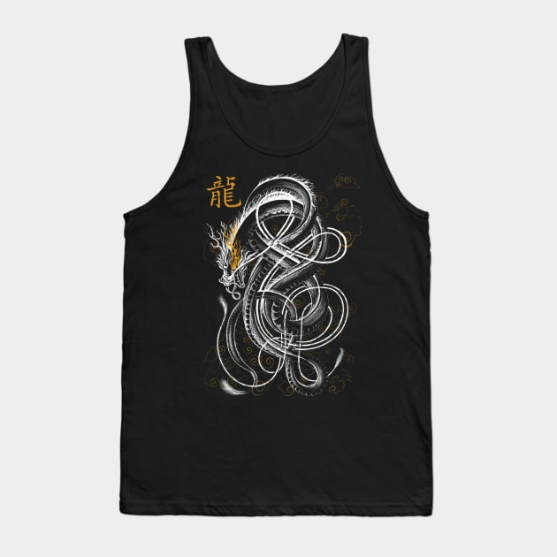 Nordic-Asian White Dragon Tank Top by Art of Arklin